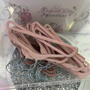 Set of hangers velvet velour no slip pink silver kids / baby hangers clothing